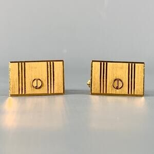 DUNHILL Gold Engraved Metal Monogram Cuff Links